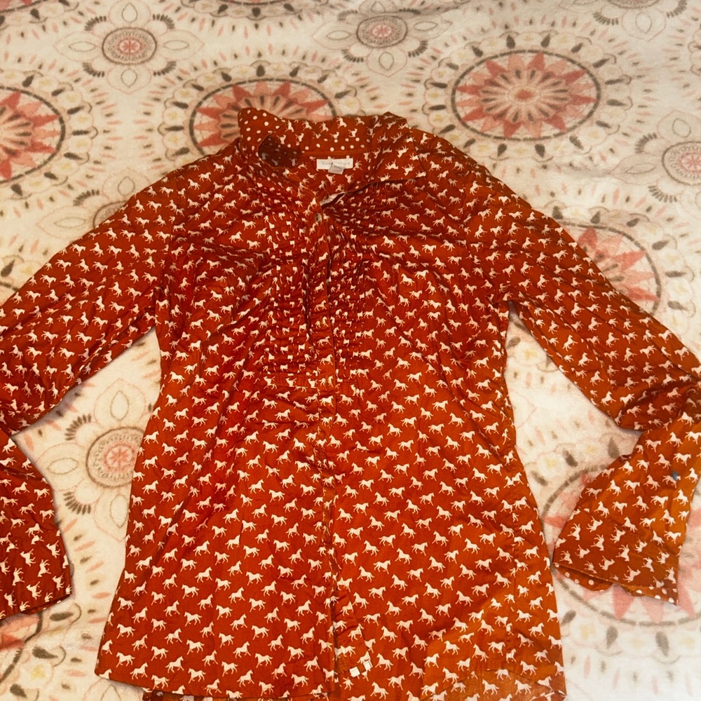 Charter Club Rust Button Down Shirt with Pattern